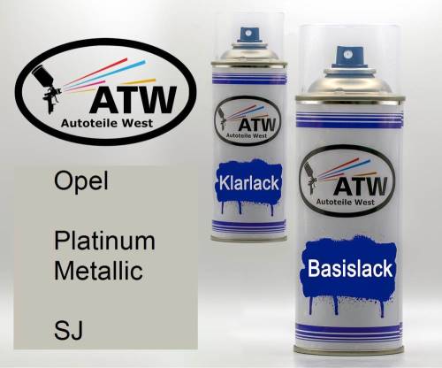 Opel, Platinum Metallic, SJ: 400ml Sprühdose + 400ml Klarlack - Set, von ATW Autoteile West.